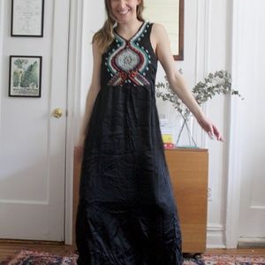 Black silky embroidered dress